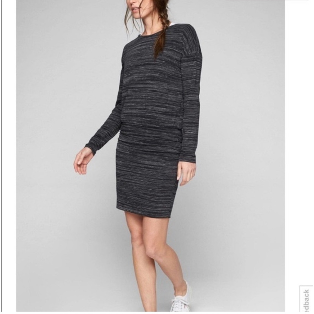 Athleta Beyond Soft Long Sleeve Sweatshirt Dress Dark Heather Gray Size XXS